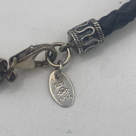 Elegant Pearl and Black Braided Jewelry Set 925 - Picture 3 of 4